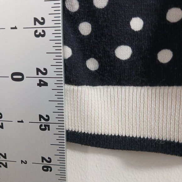 Talbots Medium Cardigan Sweater, Black/White Polka Dot, 3/4 Sleeve, Light Weight - Picture 15 of 16